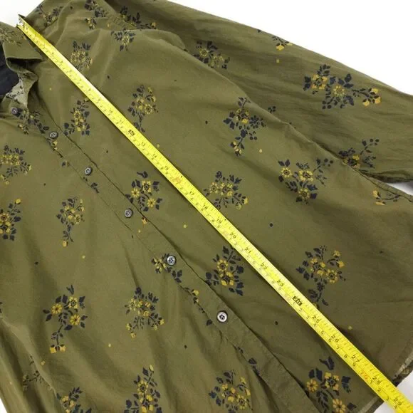 DIESEL Long Sleeve Button Down Shirt Olive Floral 90s Biker Grunge Old Money - Picture 4 of 10